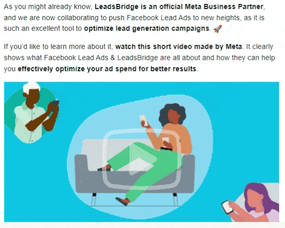 Video Email Marketing Example: LeadsBridge GIF