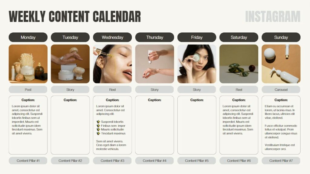 Canva's Instagram content calendar template
