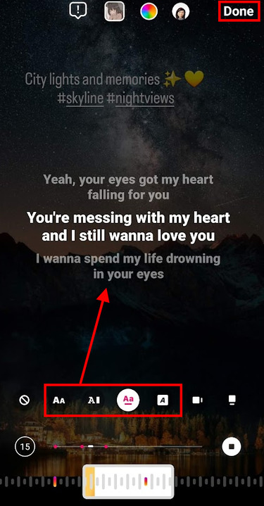 how to add lyrics to your ig story