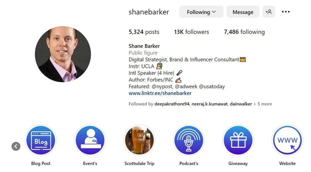 My IG profile - Shane Barker