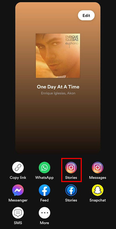 share spotify music to ig stories