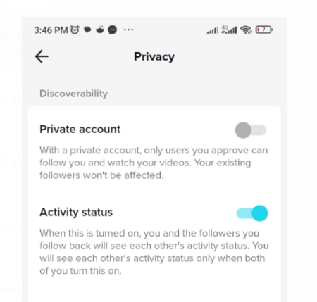 TikTok  Privacy settings
