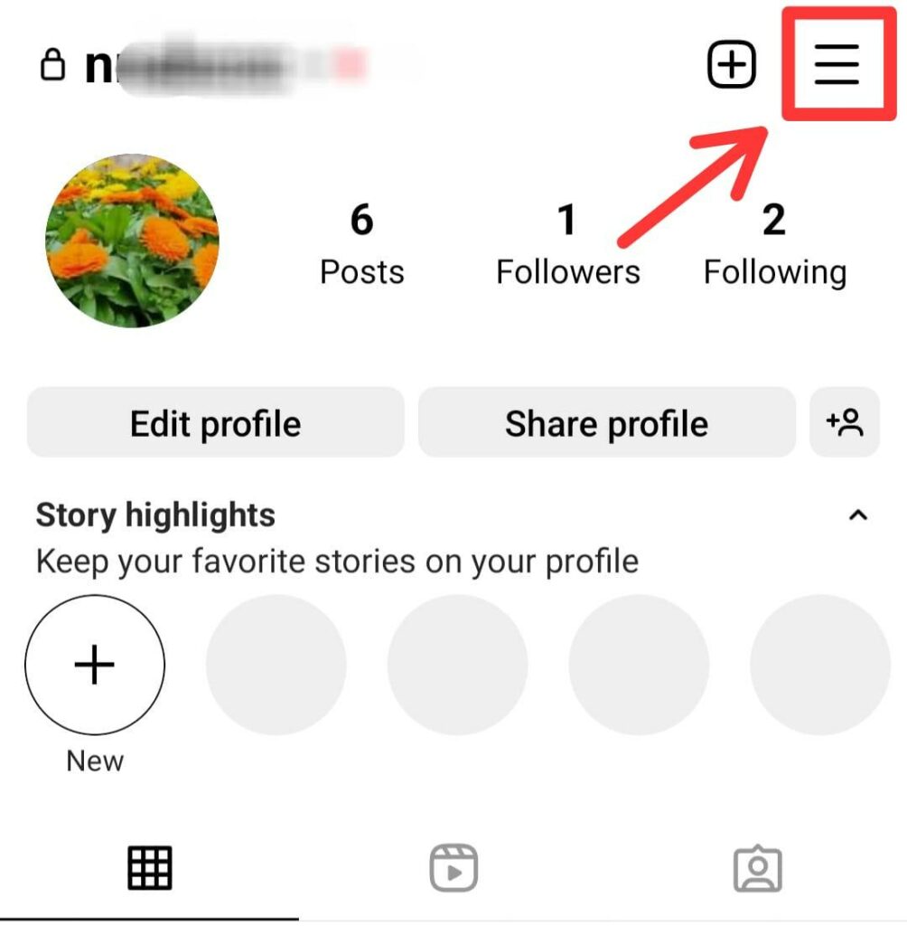 hamburger icon on instagram profile