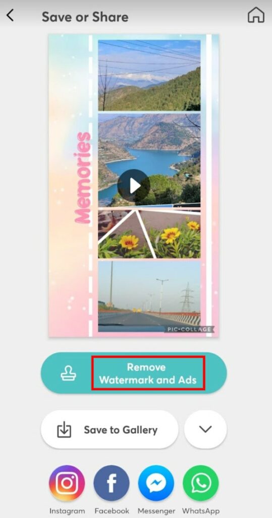 remove watermarks with paid version of piccollage