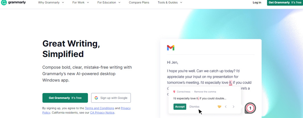 an overview of grammarly start page displaying some grammar mistakes