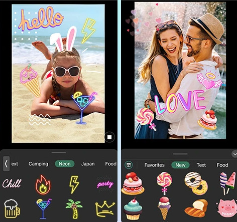 photos with food and love emojis and stickers