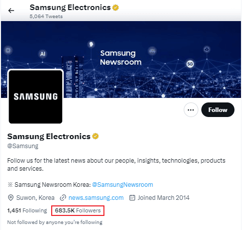 social proof on twitter example - samsung electronics