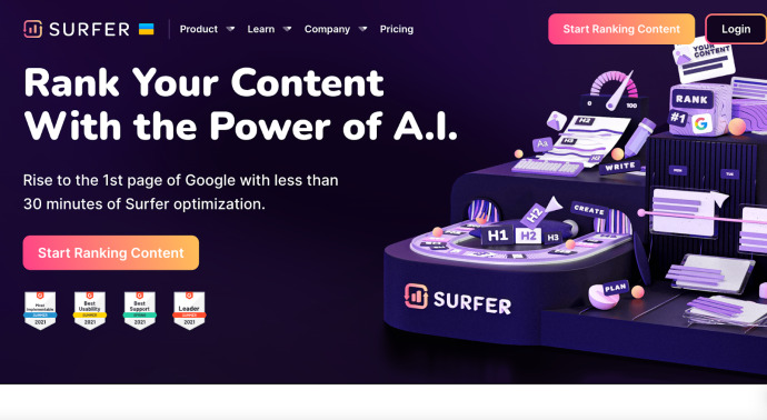 an overview of surferseo content analysis tool website 