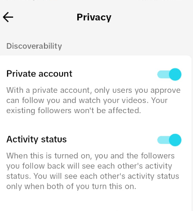 tiktok account privacy settings