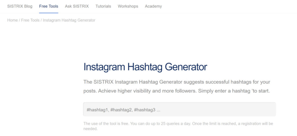 sistrix free hashtag generator