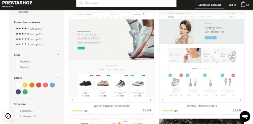 prestashop online store design customization options