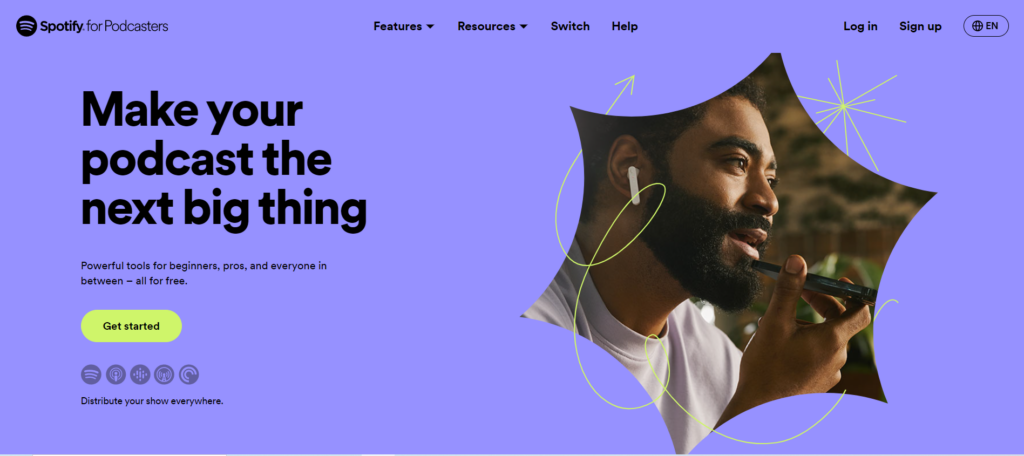 spotify for podcasters landing page