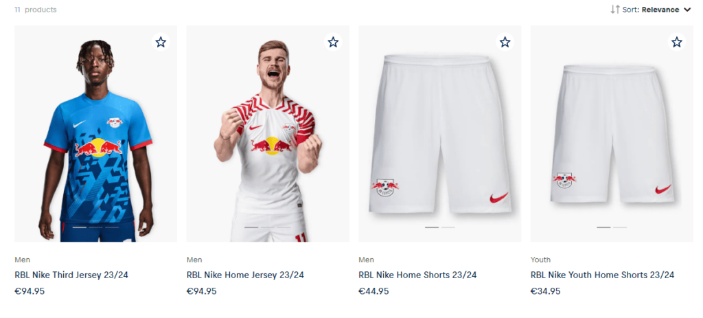 red bulls product catalog on their shopify website
