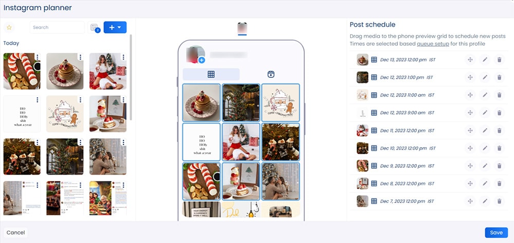 vista social instagram feed visual planner