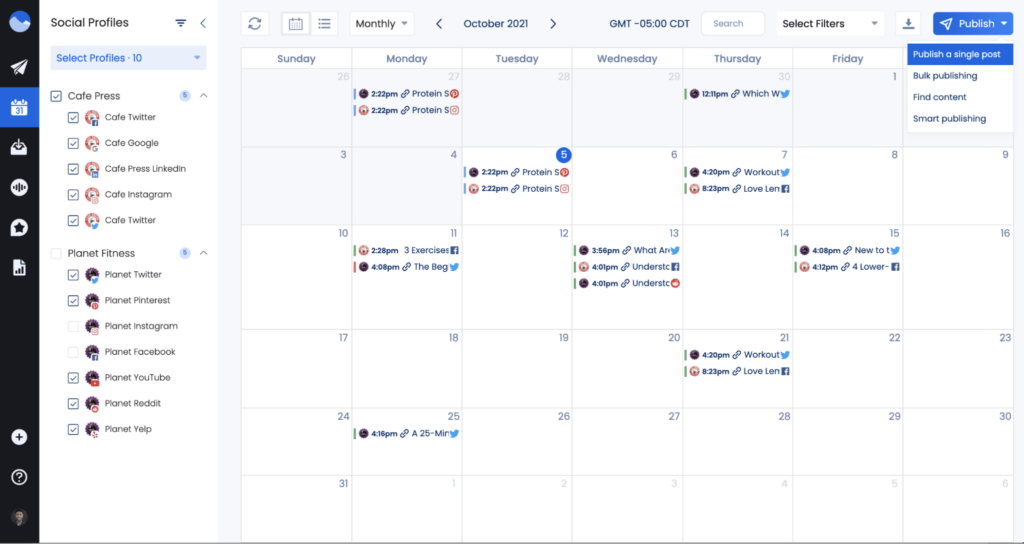 vista social - social media content calendar and publishing schedule