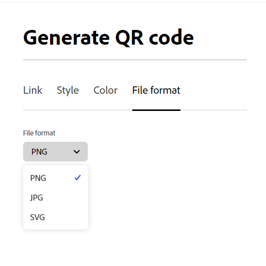 adobe qr code generator generate qr options