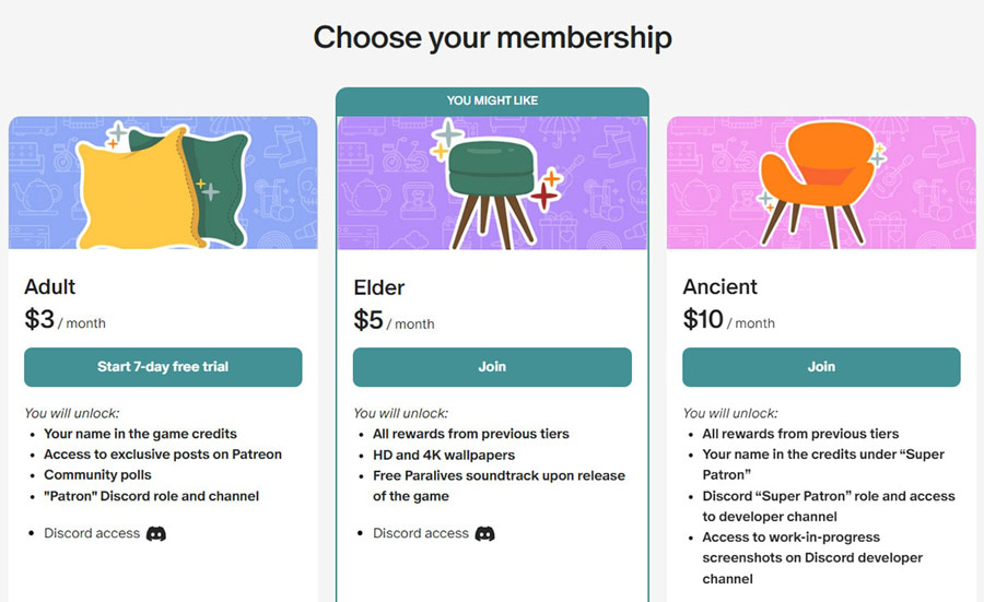 patreon membership examples