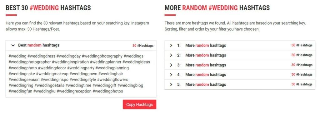 all hashtag results random hashtags