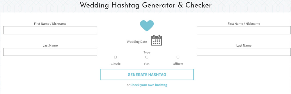 weddingmix create a hashtag page