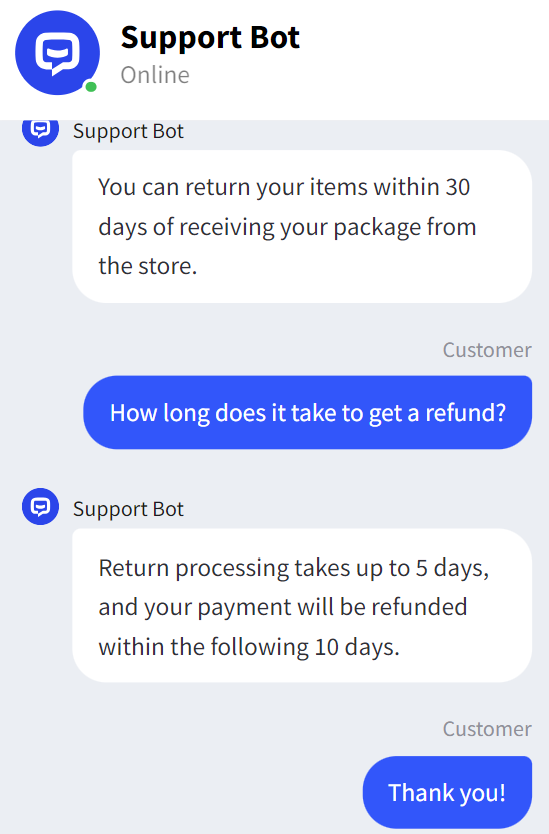 chatbot bot conversation example