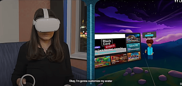 A user interacting with the metaverse using a VR headset